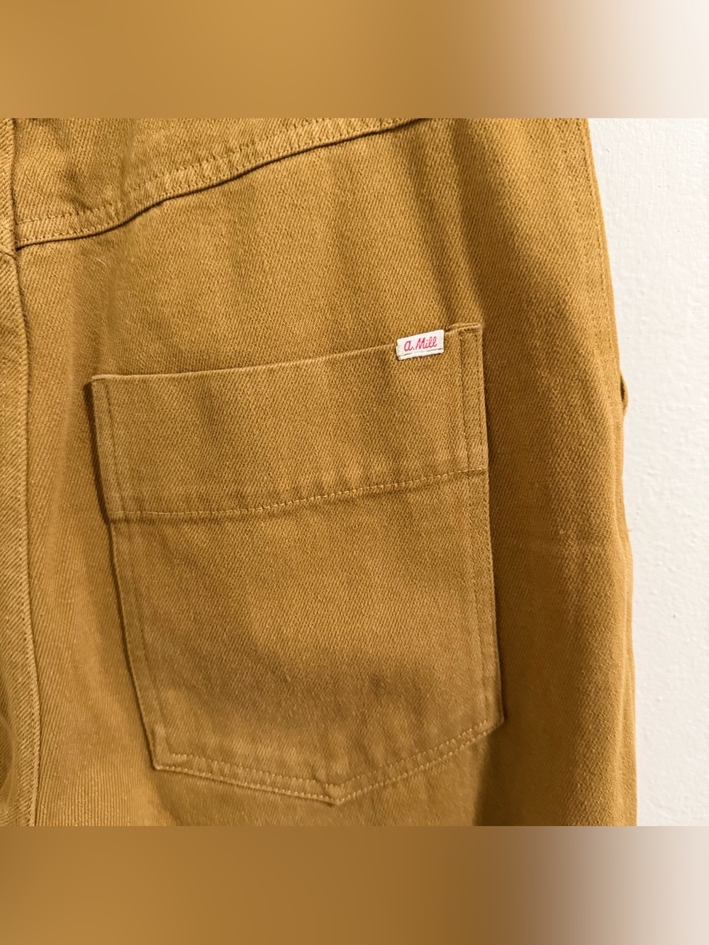 Alex Mill Patrick Washed Denim Wide Leg Pants Golden Khaki Ochre Size 4 Cargo - Picture 14 of 16
